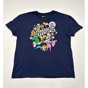 Cartoon Network Mens XL Navy Blue Graphic T-Shirt 90s Nostalgia Characters Tee